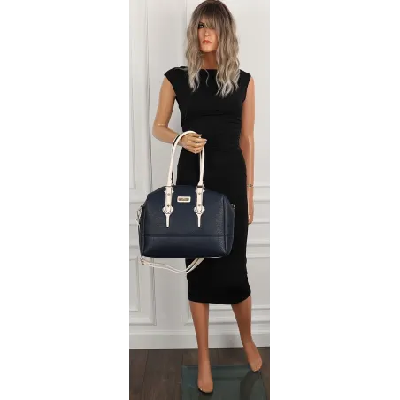 CHARRO Włoska marka Torebka Damska Granatowa Kuferek Listonoszka CH998 D.Blue