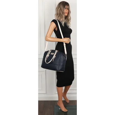 CHARRO Włoska marka Torebka Damska Granatowa Kuferek Listonoszka CH998 D.Blue