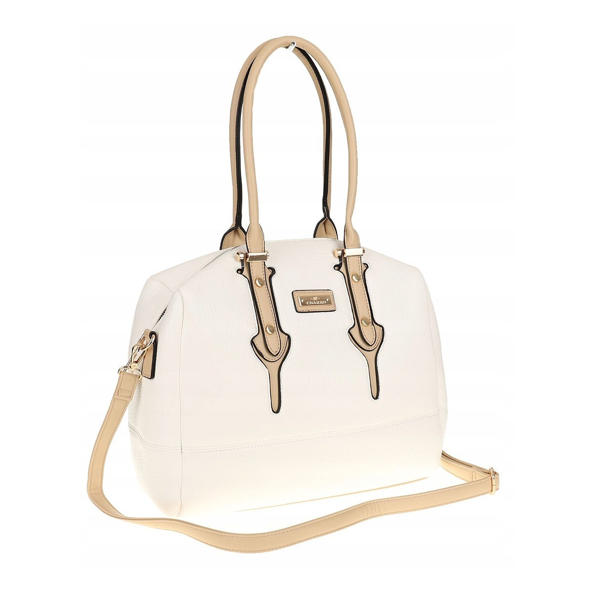 CHARRO Włoska marka Torebka Damska Biała Kuferek Teczka Listonoszka CH998 White