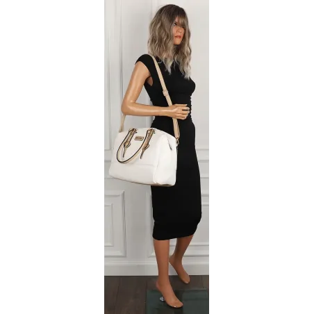 CHARRO Włoska marka Torebka Damska Biała Kuferek Teczka Listonoszka CH998 White