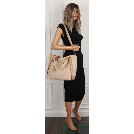 CHARRO Włoska Marka Torebka Damska Beżowa Worek Listonoszka CH855633 Apricot