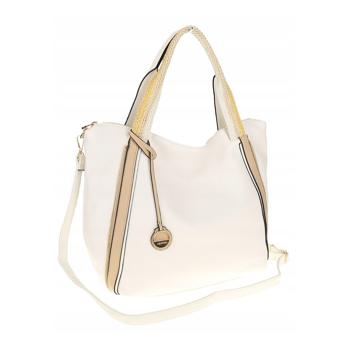 CHARRO Włoska Marka Torebka Damska Biała Shopper Worek Listonoszka CH855633 White