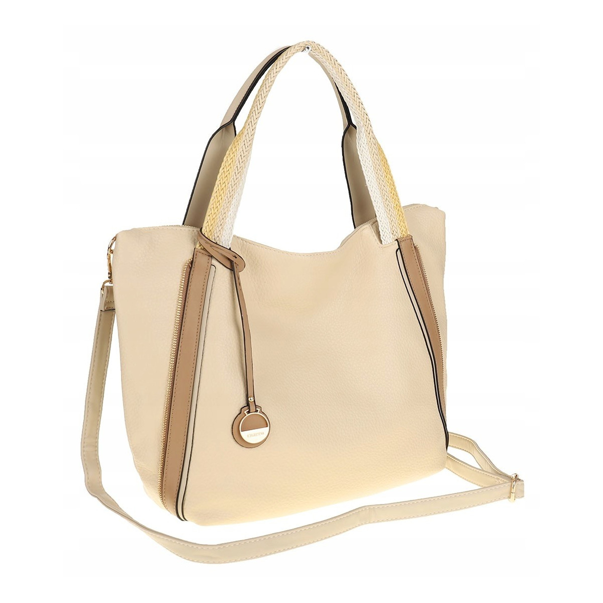 CHARRO Włoska Marka Torebka Damska Beżowa Worek Listonoszka CH855633 Beige