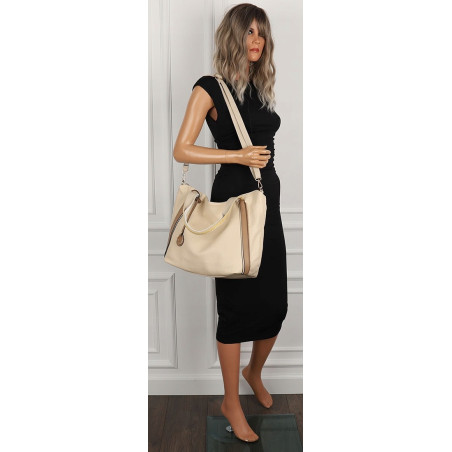 CHARRO Włoska Marka Torebka Damska Beżowa Worek Listonoszka CH855633 Beige