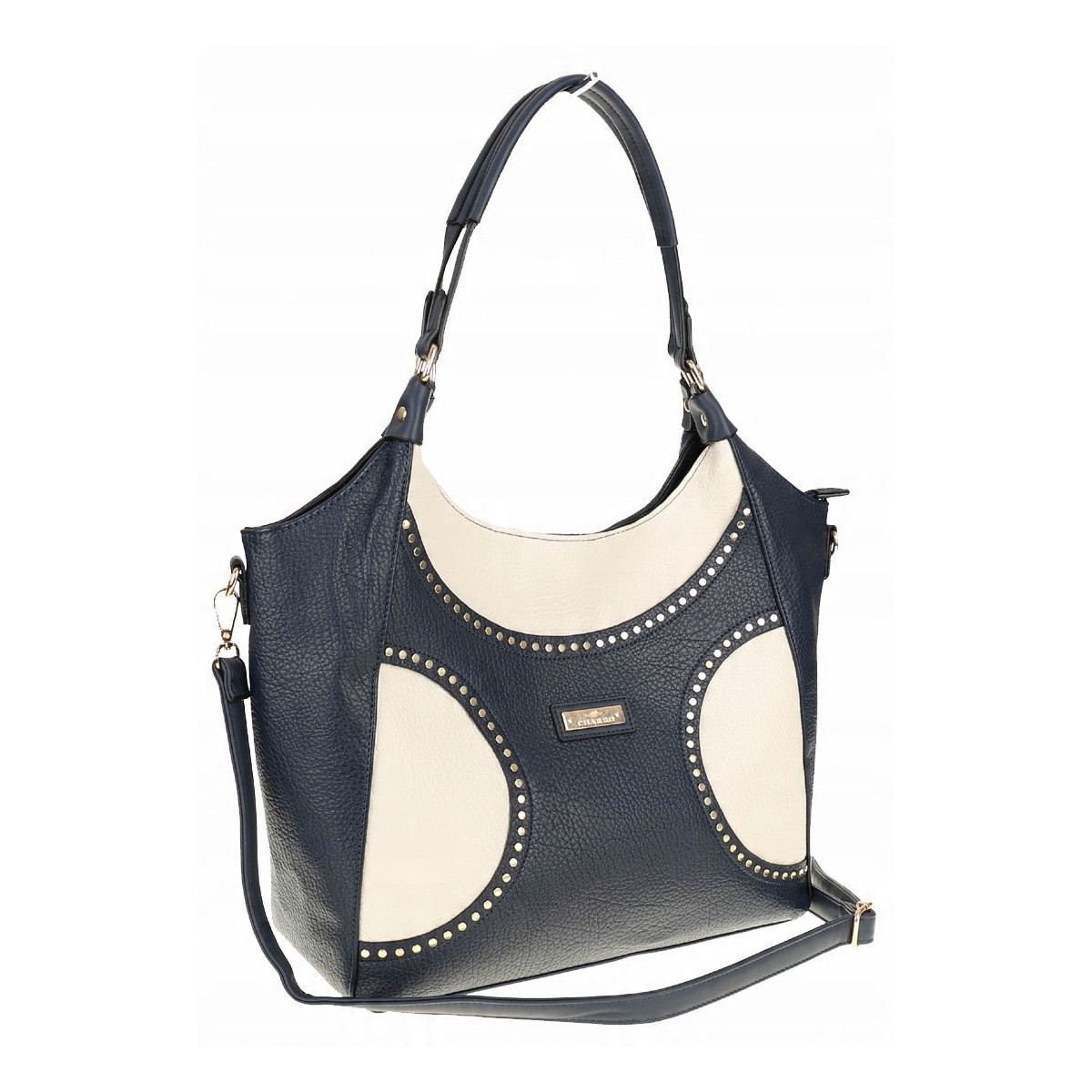 Torebka Damska Włoskiej Marki CHARRO Shopperka Listonoszka CH993 D.Blue