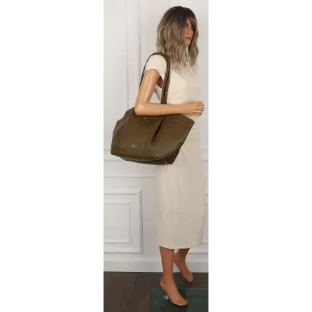 Regina Schrecker Torebka Damska Shopper Zielona na Ramię RS5022 Army Green