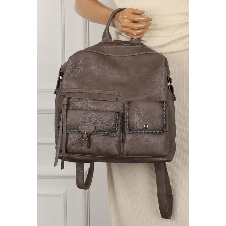 Tommasini Torebka Damska Brązowa Plecak 2w1 Shopperka Modna SP92591 Khaki