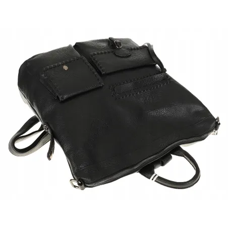 Tommasini Torebka Damska Czarna Plecak 2w1 Modna Shopperka SP92591 Black