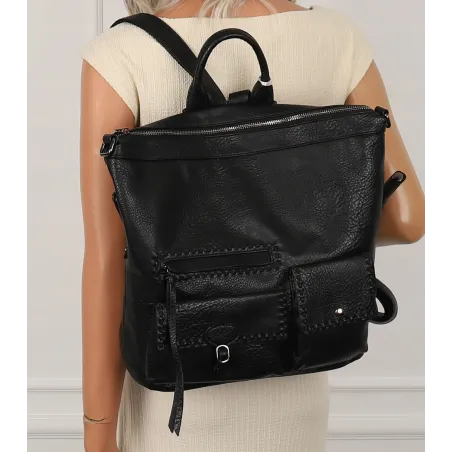 Tommasini Torebka Damska Czarna Plecak 2w1 Modna Shopperka SP92591 Black