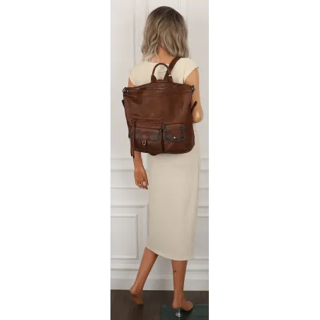 Tommasini Torebka Damska Brązowa Plecak 2w1 Shopperka Modna SP92591 Brown