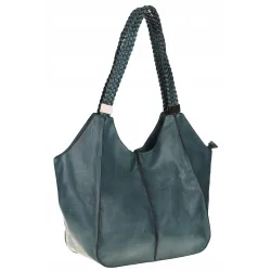 Torebka Damska na Ramię Torba Włoskiej Marki Shopper L16730 Niebieska
