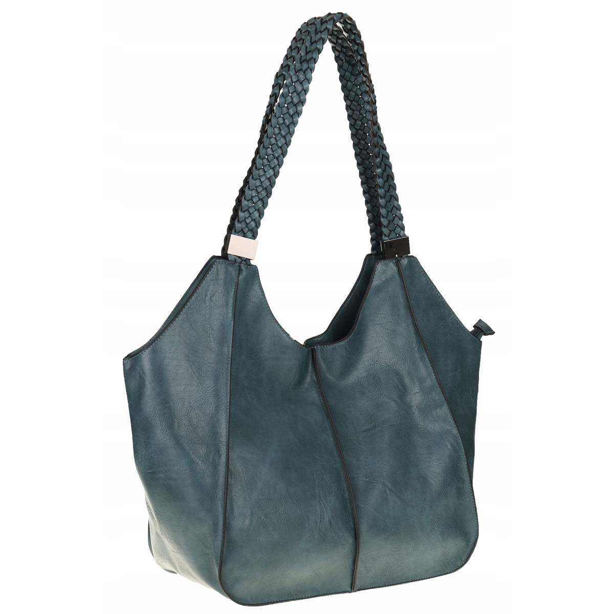 Torebka Damska na Ramię Torba Włoskiej Marki Shopper L16730 Niebieska