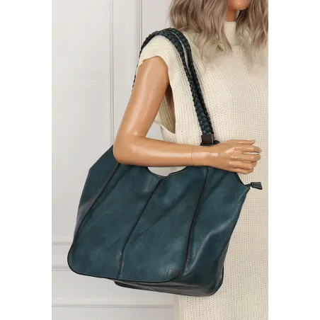 Torebka Damska na Ramię Torba Włoskiej Marki Shopper L16730 Niebieska