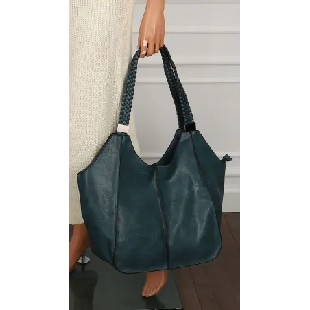 Torebka Damska na Ramię Torba Włoskiej Marki Shopper L16730 Niebieska