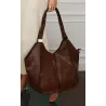 Torebka damska duża shopper worek na ramię pleciona rączka 203C Czekoladowa