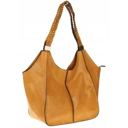 Torebka Damska na Ramię Włoskiej Marki Shopper Torba L16730 Żółta