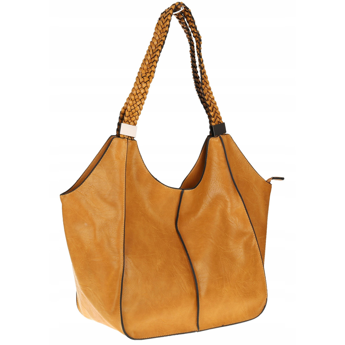 Torebka Damska na Ramię Włoskiej Marki Shopper Torba L16730 Żółta