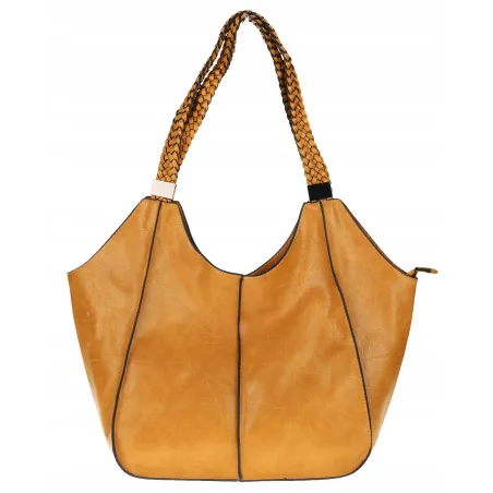 Torebka Damska na Ramię Włoskiej Marki Shopper Torba L16730 Żółta