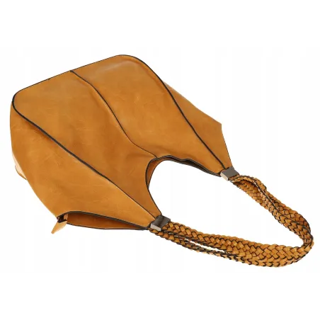 Torebka Damska na Ramię Włoskiej Marki Shopper Torba L16730 Żółta