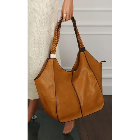 Torebka Damska na Ramię Włoskiej Marki Shopper Torba L16730 Żółta