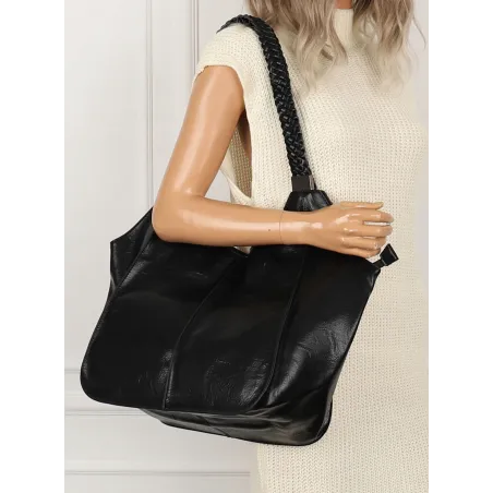 Torebka Damska Duża Modna Włoskiej Marki Shopperka L16730 Czarna