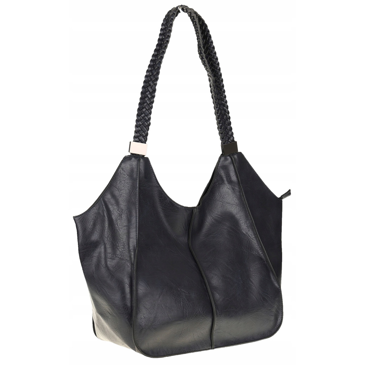 Torebka Damska Duża Miejska Włoskiej Marki Shopper L16730 Granatowa