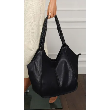 Torebka Damska Duża Miejska Włoskiej Marki Shopper L16730 Granatowa