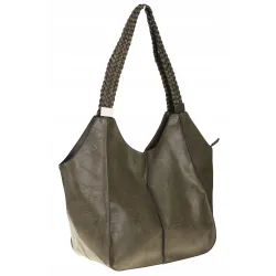 Torebka Damska na Ramię Włoskiej Marki Modna Shopper L16730 Zielona