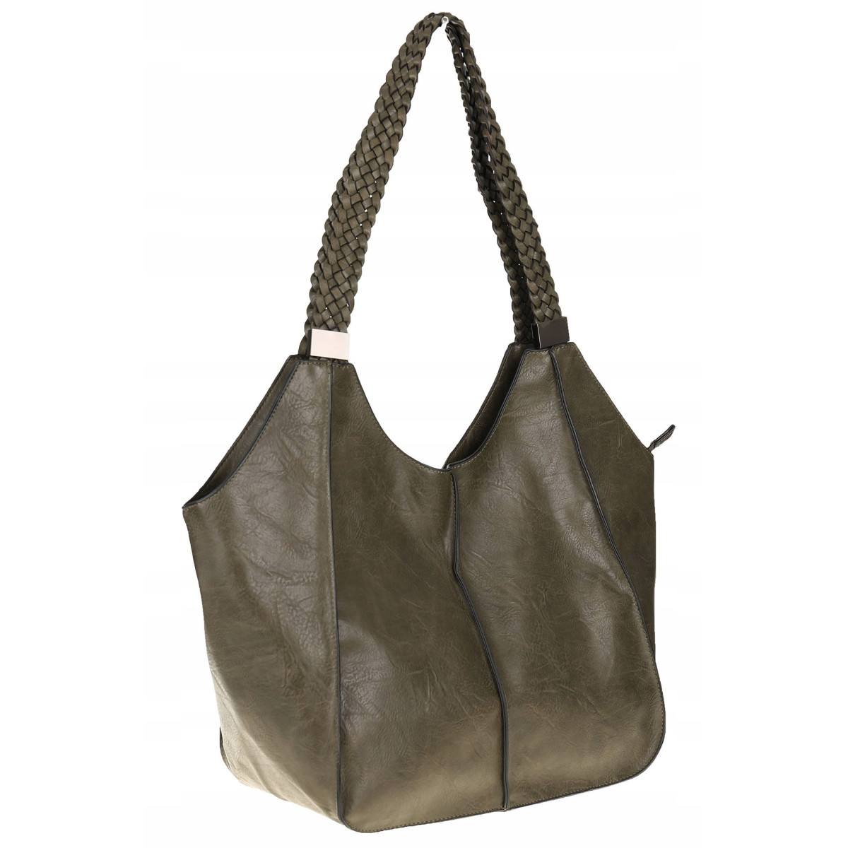 Torebka Damska na Ramię Włoskiej Marki Modna Shopper L16730 Zielona