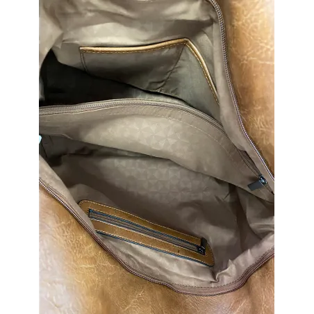 Torebka damska duża shopper worek A4 na ramię pleciona rączka 203C Beżowa