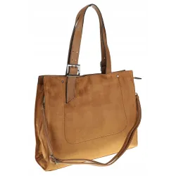Torebka damska Duża Shopperka A4 zamsz modna MC439 Brązowa