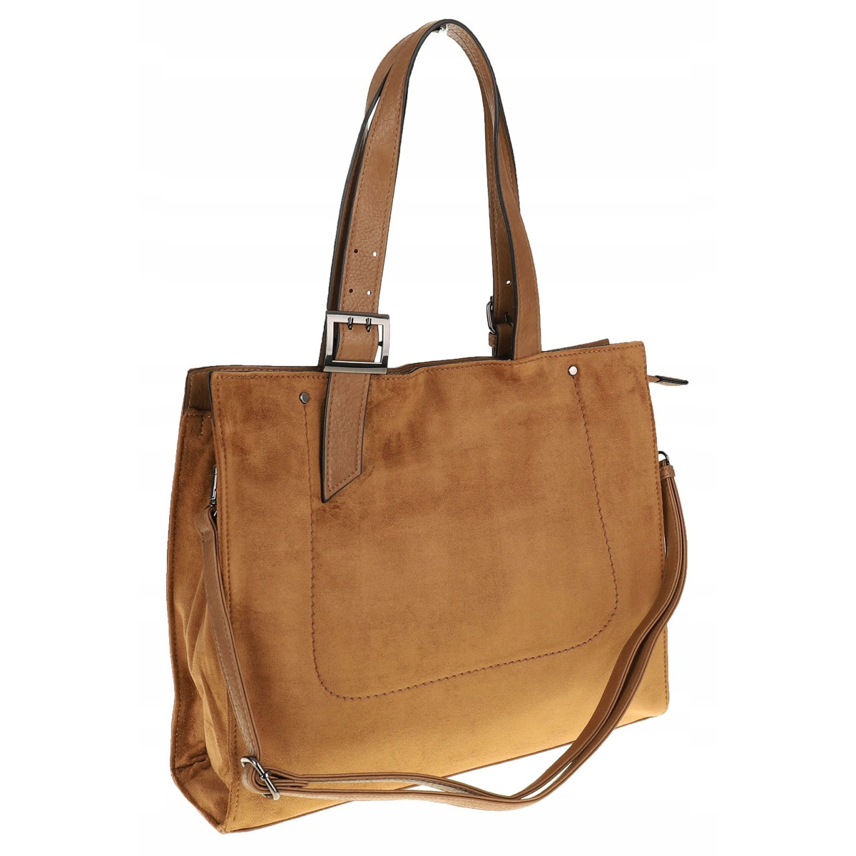 Torebka damska Duża Shopperka A4 zamsz modna MC439 Brązowa