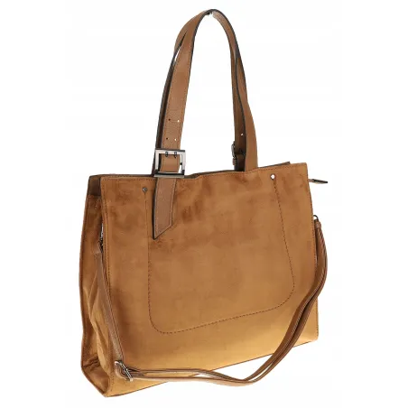 Torebka damska Duża Shopperka A4 zamsz modna MC439 Brązowa