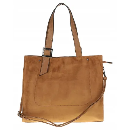 Torebka damska Duża Shopperka A4 zamsz modna MC439 Brązowa