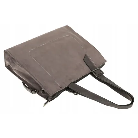 Maria C. Włoska Marka Torebka damska Duża Shopperka A4 zamsz MC439 Grey