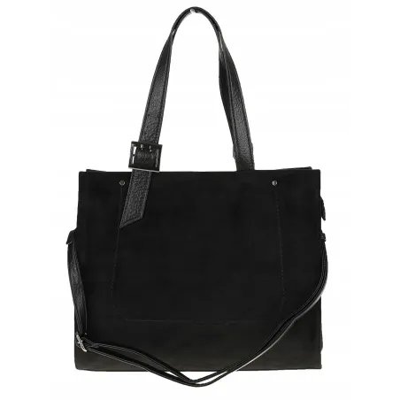 Maria C. Włoska Marka Torebka damska Duża Shopperka A4 zamsz MC439 Black