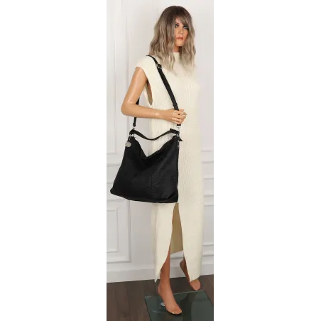 Tommasini Torebka Damska Włoskiej Marki Listonoszka Shopper 35101 Black