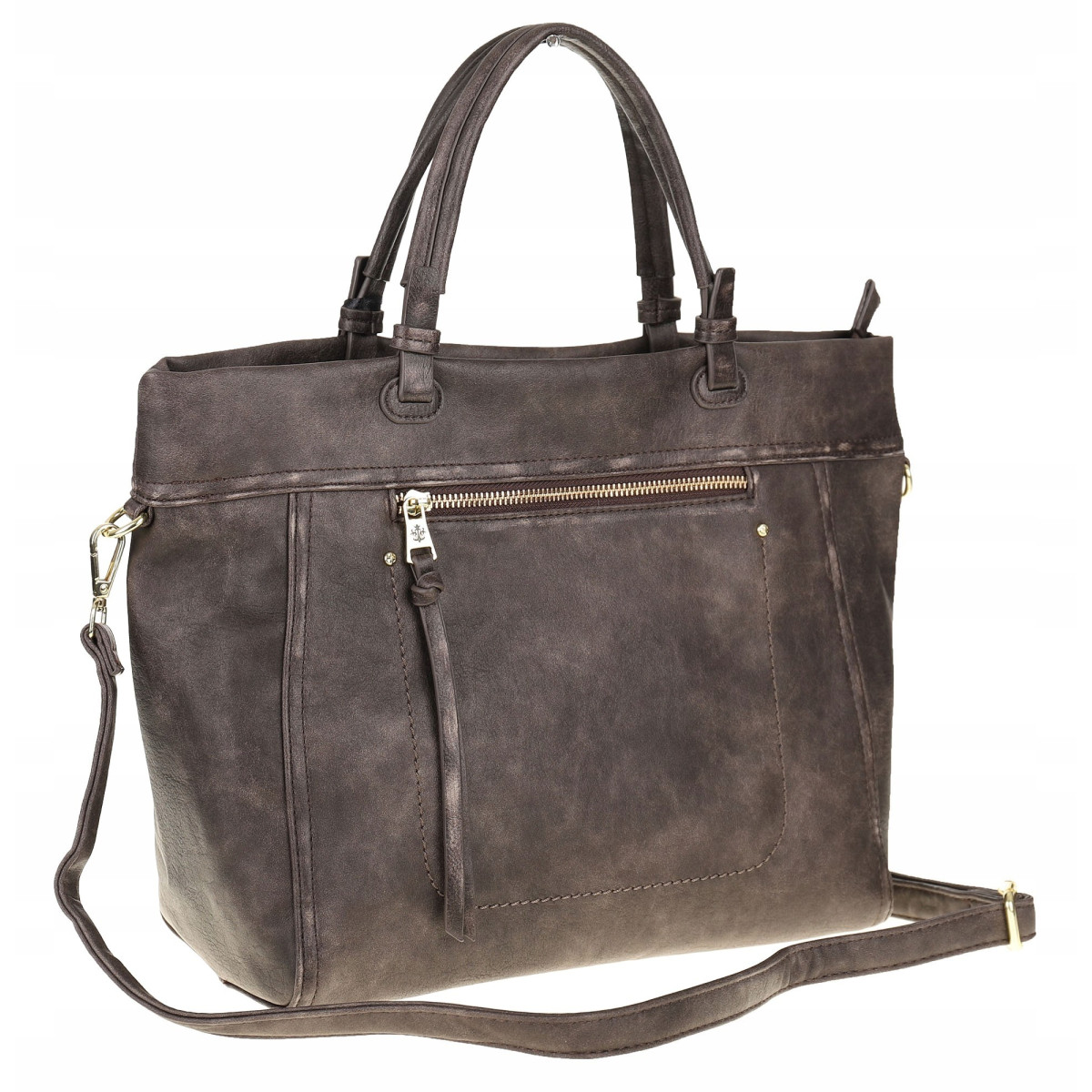 Tommasini Torebka Damska Włoskiej Marki Listonoszka Shopperka 6167 Brązowa Coffee