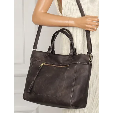 Tommasini Torebka Damska Włoskiej Marki Listonoszka Shopperka 6167 Brązowa Coffee