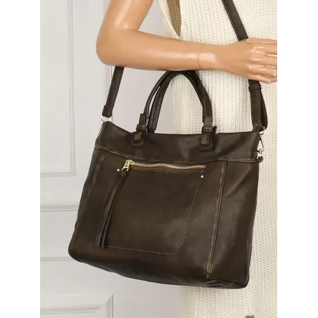 Tommasini Torebka Damska Włoskiej Marki Listonoszka Shopperka 6167 Zielona