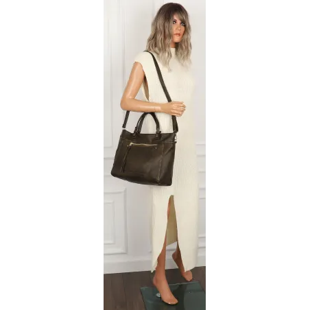 Tommasini Torebka Damska Włoskiej Marki Listonoszka Shopperka 6167 Zielona