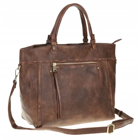 Tommasini Torebka Damska Włoskiej Marki Listonoszka Shopperka 6167 Brązowa
