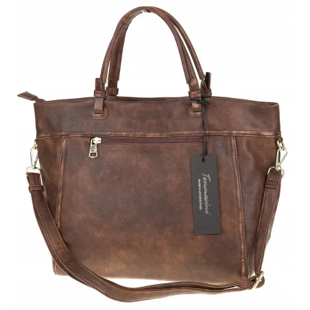 Tommasini Torebka Damska Włoskiej Marki Listonoszka Shopperka 6167 Brązowa