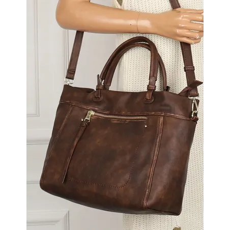 Tommasini Torebka Damska Włoskiej Marki Listonoszka Shopperka 6167 Brązowa