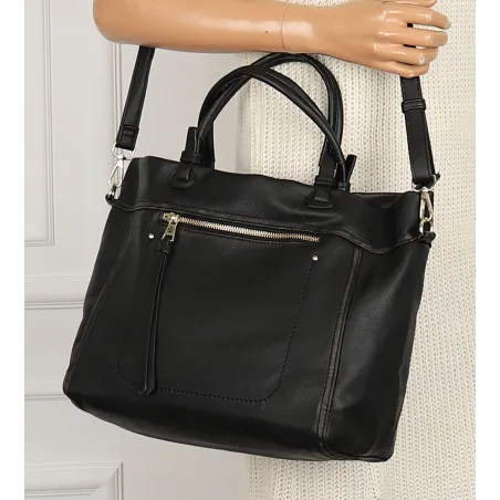 Tommasini Torebka Damska Włoskiej Marki Listonoszka Shopperka 6167 Czarna