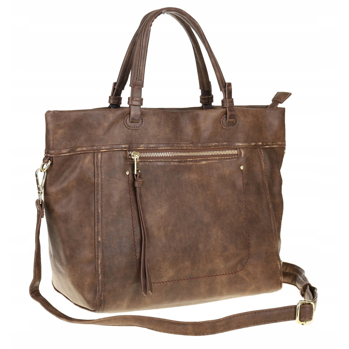 Tommasini Torebka Damska Włoskiej Marki Listonoszka Shopperka 6167 Brązowa