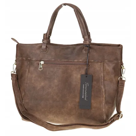 Tommasini Torebka Damska Włoskiej Marki Listonoszka Shopperka 6167 Brązowa