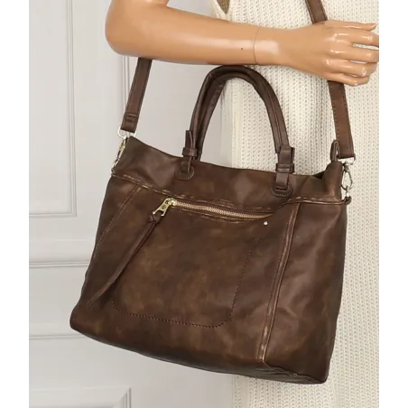 Tommasini Torebka Damska Włoskiej Marki Listonoszka Shopperka 6167 Brązowa