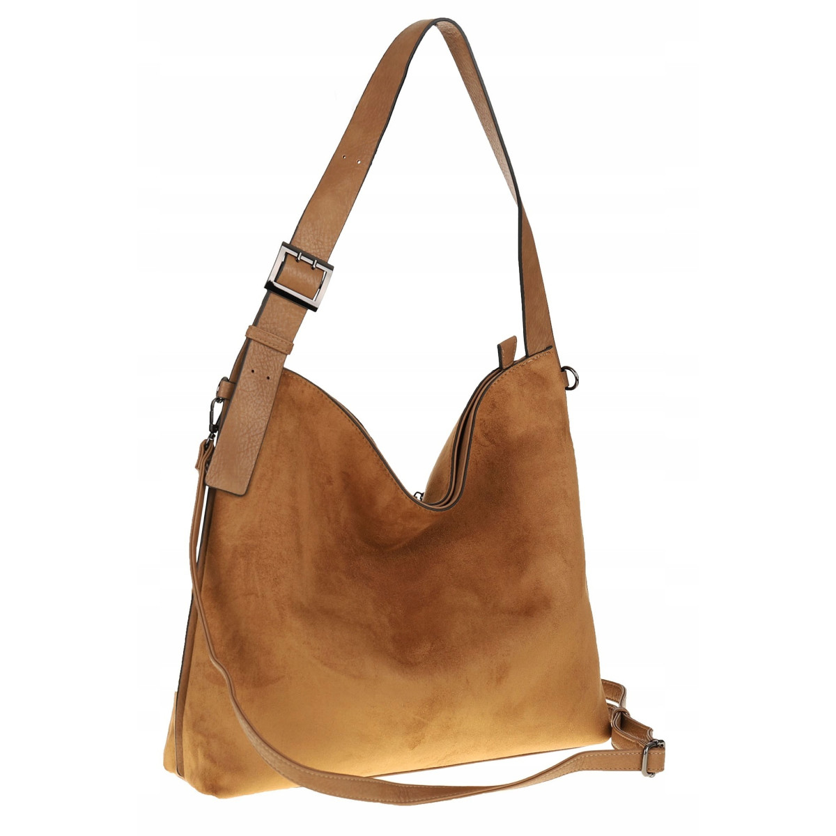 Maria C. Torebka damska Duża Shopperka Worek Listonoszka zamsz MC440 Brązowa