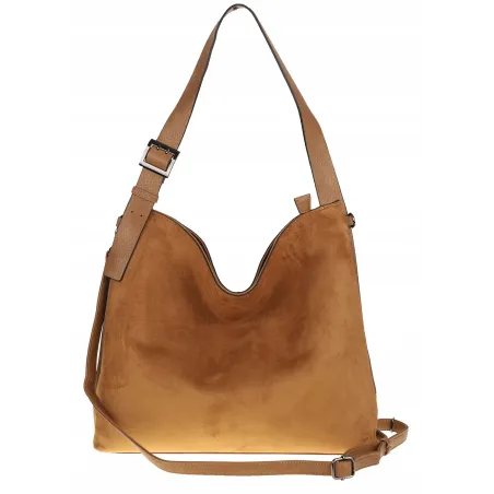 Maria C. Torebka damska Duża Shopperka Worek Listonoszka zamsz MC440 Brązowa